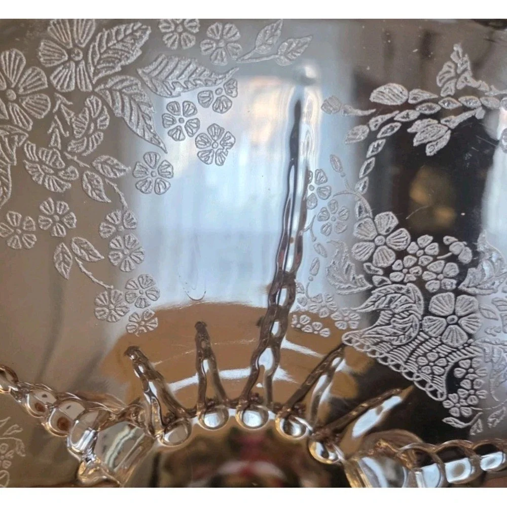 VTG Martinsville Bowl Clear Etched Glass 10